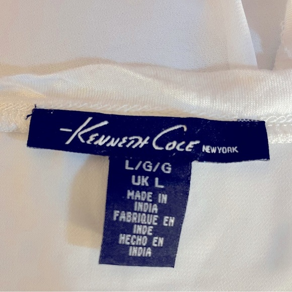 Kenneth Cole White Sheer Insert Drape Back Tank Size Large GUC - Picture 4 of 6